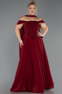 Abendkleid in Übergröße Lang Chiffon Weinrot ABU6684