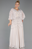 Abendgarderobe in Großen Größen Lang Chiffon Beige ABU6726