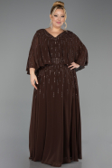 Abendgarderobe in Großen Größen Lang Chiffon Braun ABU6726