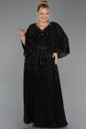 Abendgarderobe in Großen Größen Lang Chiffon Schwarz ABU6726