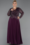 Abendkleid in Übergröße Lang Chiffon Pflaume ABU6727