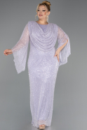 Abendkleid in Übergröße Lang File Lila ABU6728