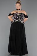Abendkleid in Übergröße Lang Chiffon Schwarz ABU6615