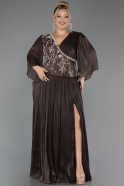 Abendkleid in Übergröße Lang Chiffon Braun ABU6619