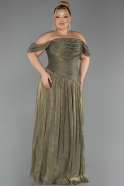Abendgarderobe in Großen Größen Lang Chiffon Khaki ABU6603