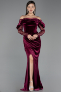 Abendkleid Lang Samt Pflaume ABU6668