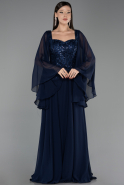 Abendkleid Lang Chiffon Marineblau ABU6738