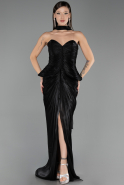 Abschlusskleid Lang Chiffon Schwarz ABU6731
