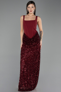 Abendkleid Lang Schuppig Weinrot ABU6650