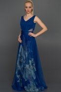 Langes Abendkleid Sächsischblau-Minzgrün ST5253