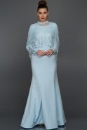 Abendkleid im Meerjungfrau-Stil Lang Blau ABU351
