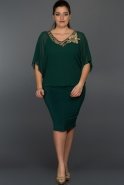 Kurzes Kleid in Übergröße Grün-Gold ALK6009