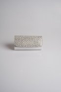 Quadratische Stein-Portfolio-Tasche Silber V487