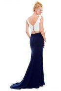 Langes Abendkleid Marineblau-Elfenbeinfarben ALY5308