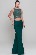 Abendkleid im Meerjungfrau-Stil Lang Smaragdgrün ABU213