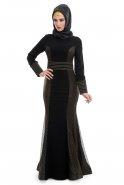 Hijab Kleid Schwarz-Gold AL8252