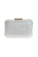 Silber Clutch Tasche Silber-Metallic V255-01