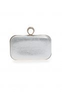 Satin Clutch Tasche Silber-Metallic V257