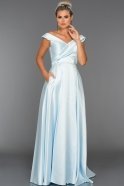 Abendkleid im Meerjungfrau-Stil Lang Eisblau ABU003