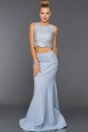 Abendkleid im Meerjungfrau-Stil Lang Blau ABU213