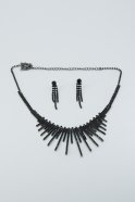 Halskette Ohrring Schwarz UK004