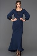 Langes Hijab-Kleid Marineblau CR6066