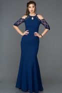 Abendkleid im Meerjungfrau-Stil Lang Marineblau ABU129
