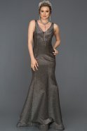 Langes Meerjungfrau-Abendkleid Schwarz-Silber AB7424