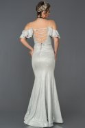 Langes Meerjungfrau-Abendkleid Silber ABU356