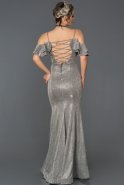 Langes Meerjungfrau-Abendkleid Schwarz-Silber ABU356