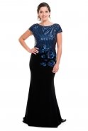 Übergroßes Abendkleid Schwarz-Azurblau AL7573PI