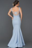 Abendkleid im Meerjungfrau-Stil Lang Blau ABU178