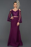 Abendkleid im Meerjungfrau-Stil Lang Violett ABU886