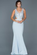 Abendkleid im Meerjungfrau-Stil Lang Eisblau ABU417