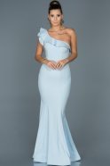 Abendkleid im Meerjungfrau-Stil Lang Eisblau ABU310