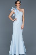 Abendkleid im Meerjungfrau-Stil Lang Blau ABU414