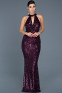 Abendkleid im Meerjungfrau-Stil Lang Violett ABU550