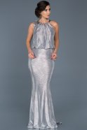 Abendkleid im Meerjungfrau-Stil Lang Silber ABU531