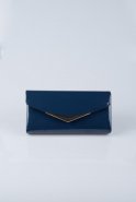 Handtasche aus Lackleder Marineblau V419