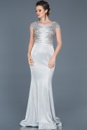 Abendkleid im Meerjungfrau-Stil Lang Silber ABU292