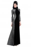Hijab Kleid Schwarz-Grau M1431