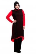 Hijab Tunic Schwarz-Rot O7592B