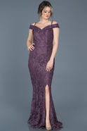 Abendkleid im Meerjungfrau-Stil Lang Guipure Spitze Lavendel ABU546