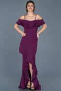 Abendkleid im Meerjungfrau-Stil Vorne Kurz-Hinten Lang Violett ABO016