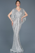 Abendkleid im Meerjungfrau-Stil Lang Silber ABU689