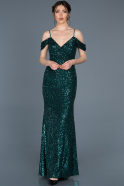 Abendkleid im Meerjungfrau-Stil Lang Smaragdgrün ABU635