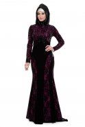 Hijab Kleid Schwarz-Fuchsie S3902