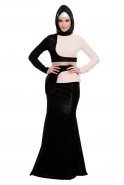 Hijab Kleid Schwarz-Lachs S9020