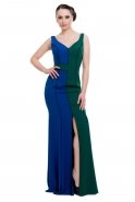 Langes Abendkleid Sächsischblau-Grün C3050