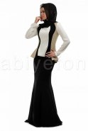 Hijab Kleid Weiß-Schwarz C6175